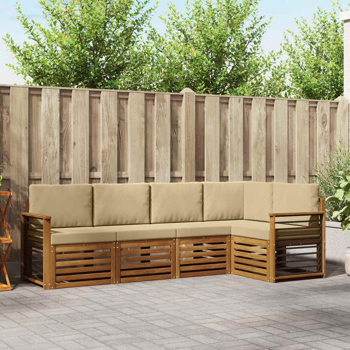 Seturi de canapele 5 pcs Natural și Bej Lemn Solid de Acacia - WALTI WALTI