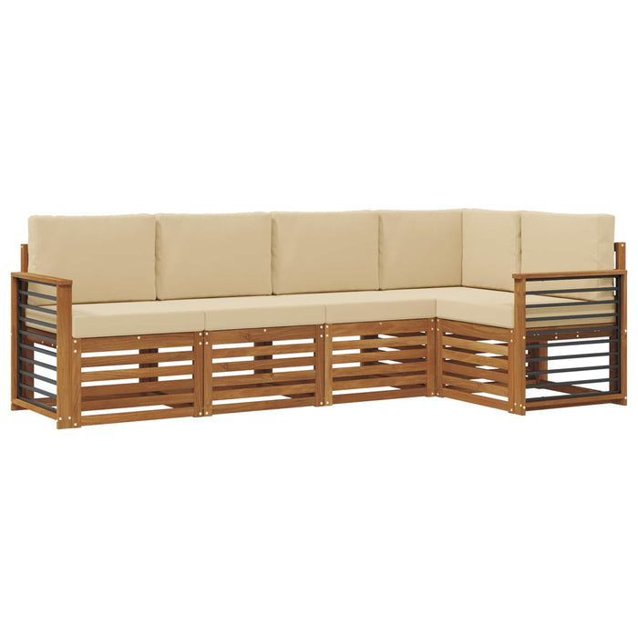 Seturi de canapele 5 pcs Natural și Bej Lemn Solid de Acacia - WALTI WALTI