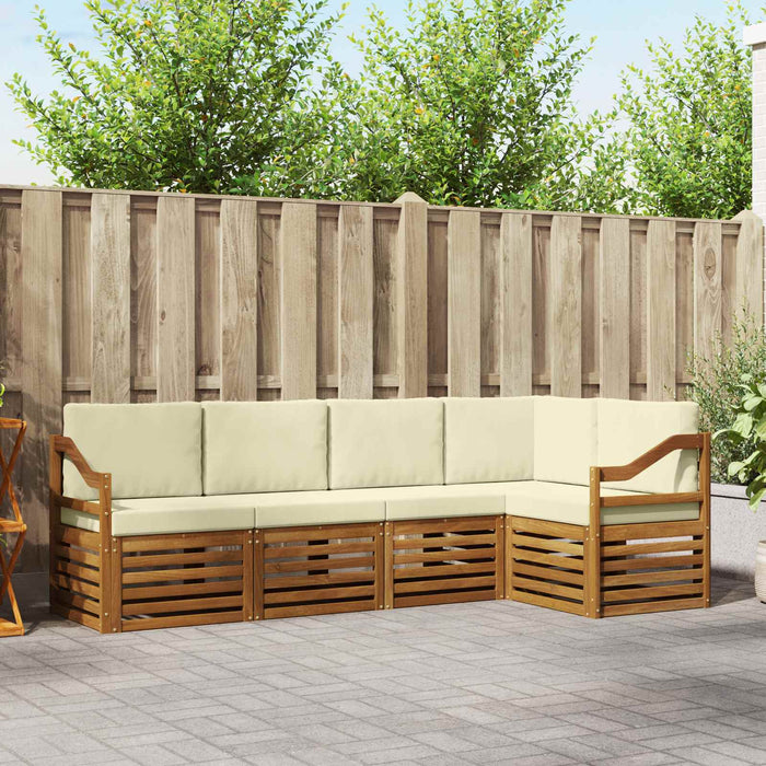 Seturi de canapele 5 pcs Natural și Crem Lemn Solid de Acacia - WALTI WALTI