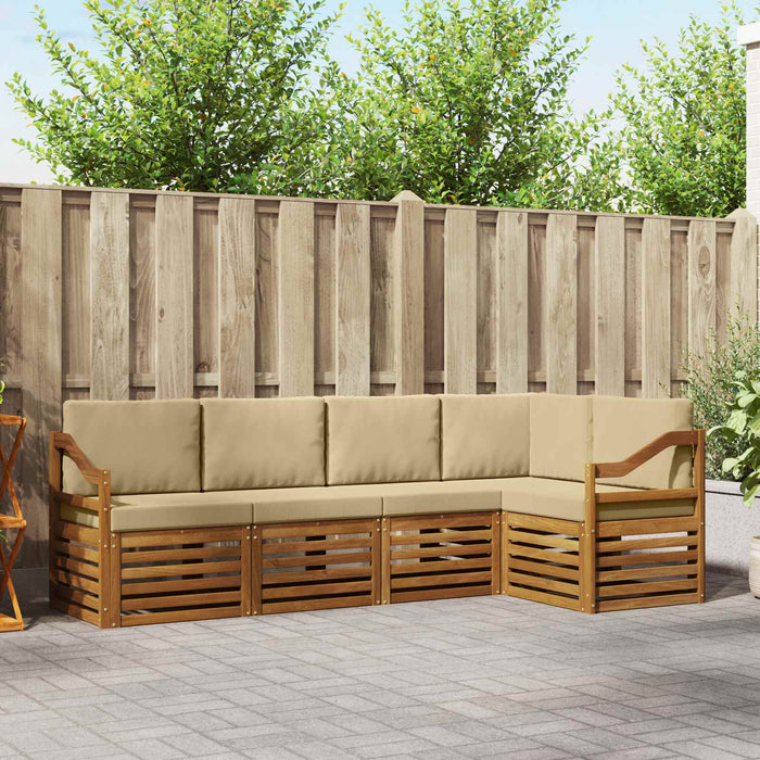 Seturi de canapele 5 pcs Natural și Bej Lemn Solid de Acacia - WALTI WALTI