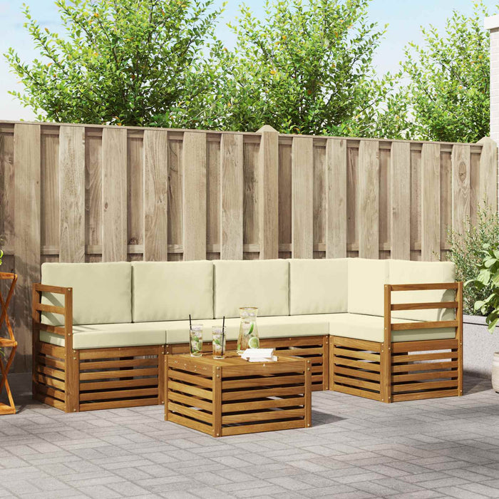 Seturi de canapele 6 pcs Natural și Crem Lemn Solid de Acacia - WALTI WALTI