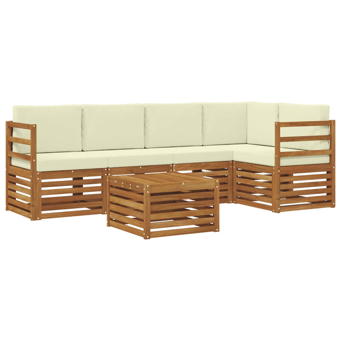 Seturi de canapele 6 pcs Natural și Crem Lemn Solid de Acacia - WALTI WALTI