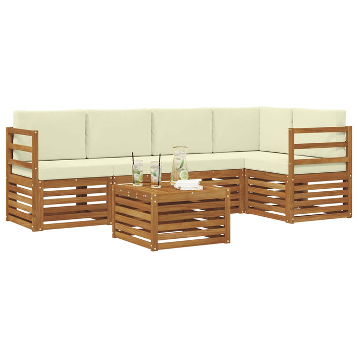 Seturi de canapele 6 pcs Natural și Crem Lemn Solid de Acacia - WALTI WALTI