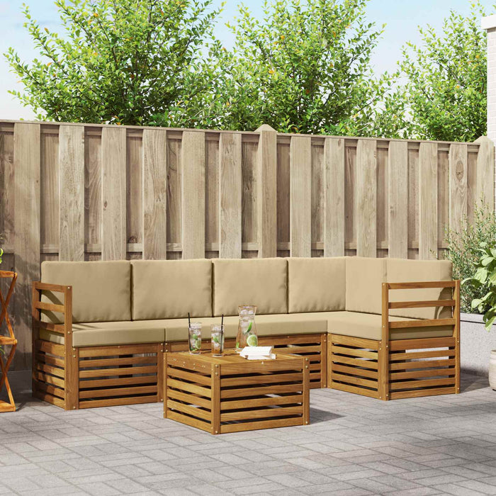 Seturi de canapele 6 pcs Natural și Bej Lemn Solid de Acacia - WALTI WALTI