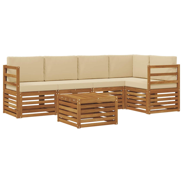Seturi de canapele 6 pcs Natural și Bej Lemn Solid de Acacia - WALTI WALTI