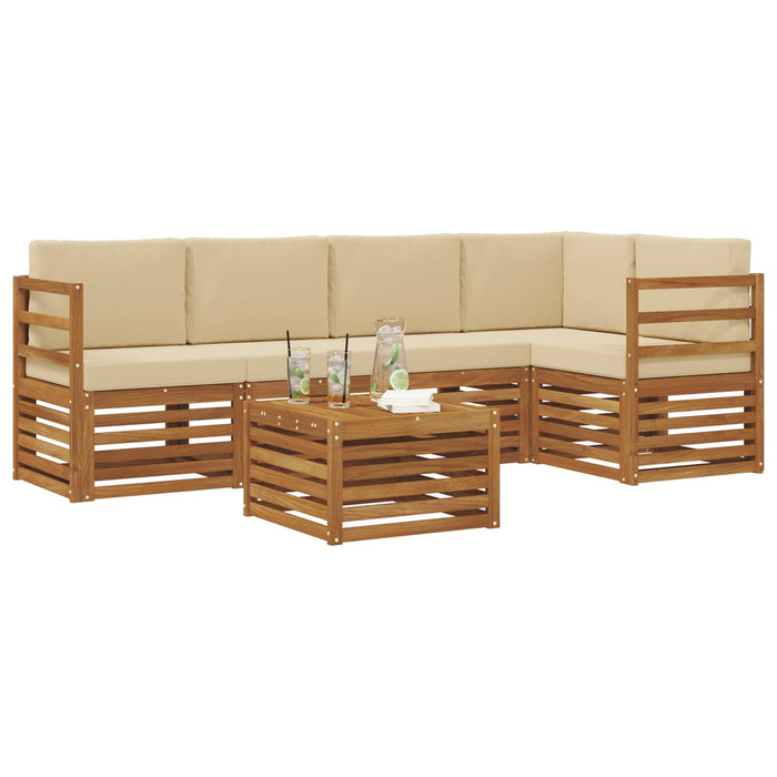 Seturi de canapele 6 pcs Natural și Bej Lemn Solid de Acacia - WALTI WALTI