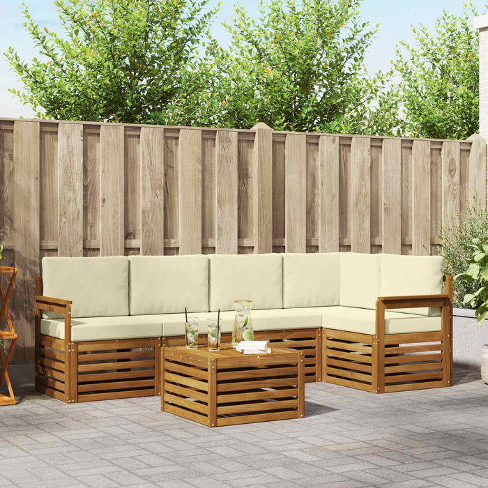 Seturi de canapele 6 pcs Natural și Crem Lemn Solid de Acacia - WALTI WALTI
