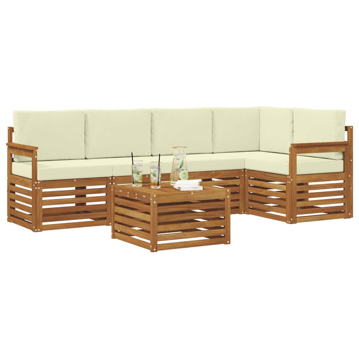 Seturi de canapele 6 pcs Natural și Crem Lemn Solid de Acacia - WALTI WALTI