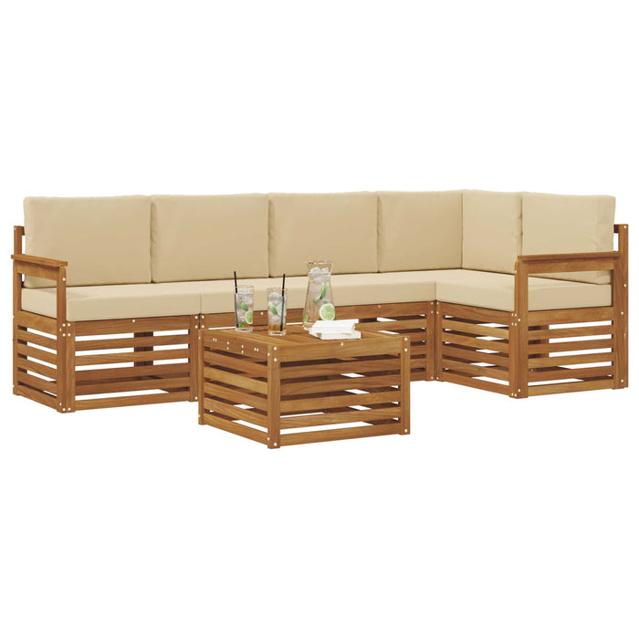 Seturi de canapele 6 pcs Natural și Bej Lemn Solid de Acacia - WALTI WALTI