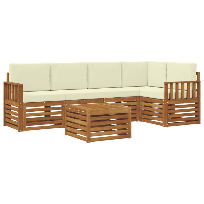 Seturi de canapele 6 pcs Natural și Crem Lemn Solid de Acacia - WALTI WALTI