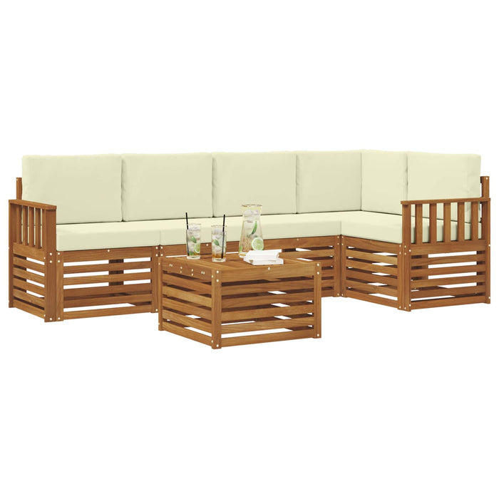 Seturi de canapele 6 pcs Natural și Crem Lemn Solid de Acacia - WALTI WALTI