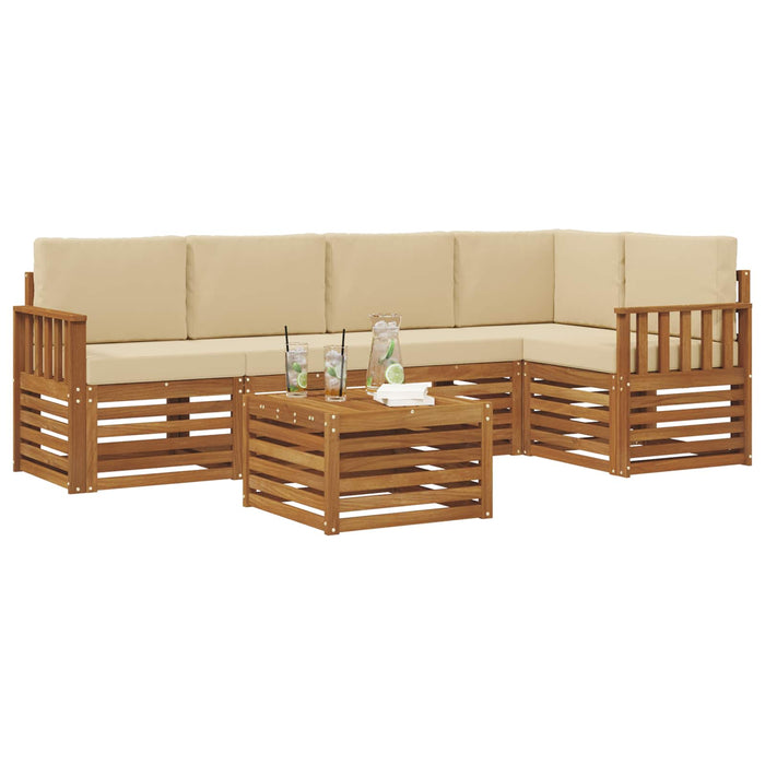 Seturi de canapele 6 pcs Natural și Bej Lemn Solid de Acacia - WALTI WALTI