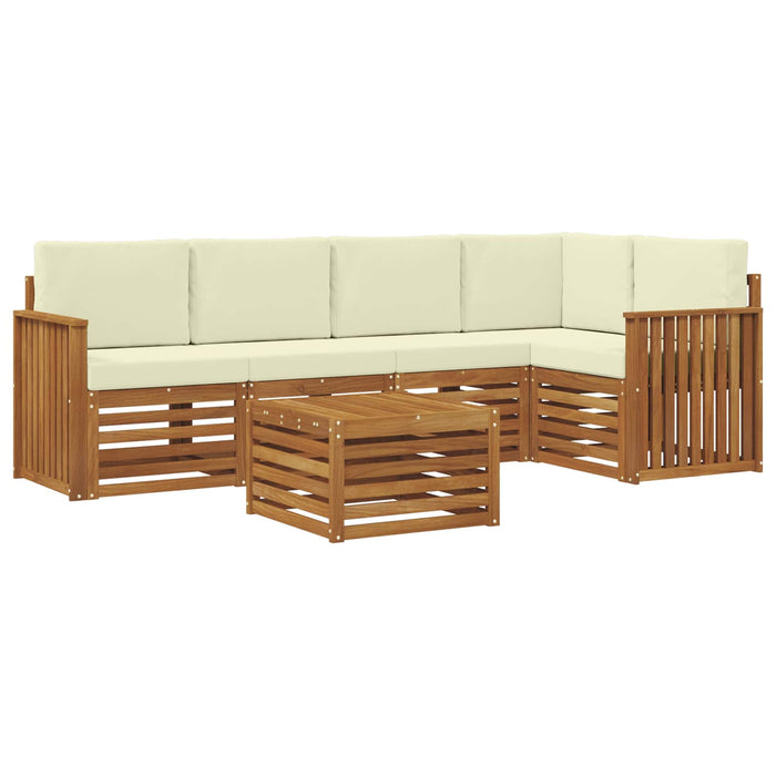 Seturi de canapele 6 pcs Natural și Crem Lemn Solid de Acacia - WALTI WALTI