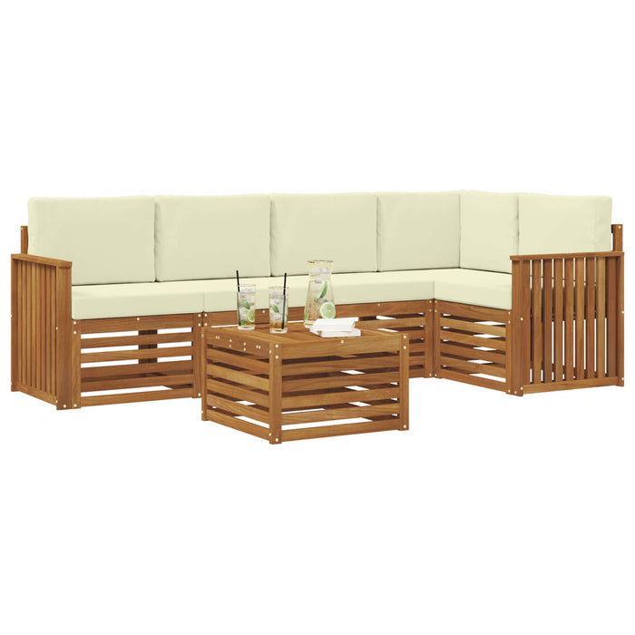 Seturi de canapele 6 pcs Natural și Crem Lemn Solid de Acacia - WALTI WALTI