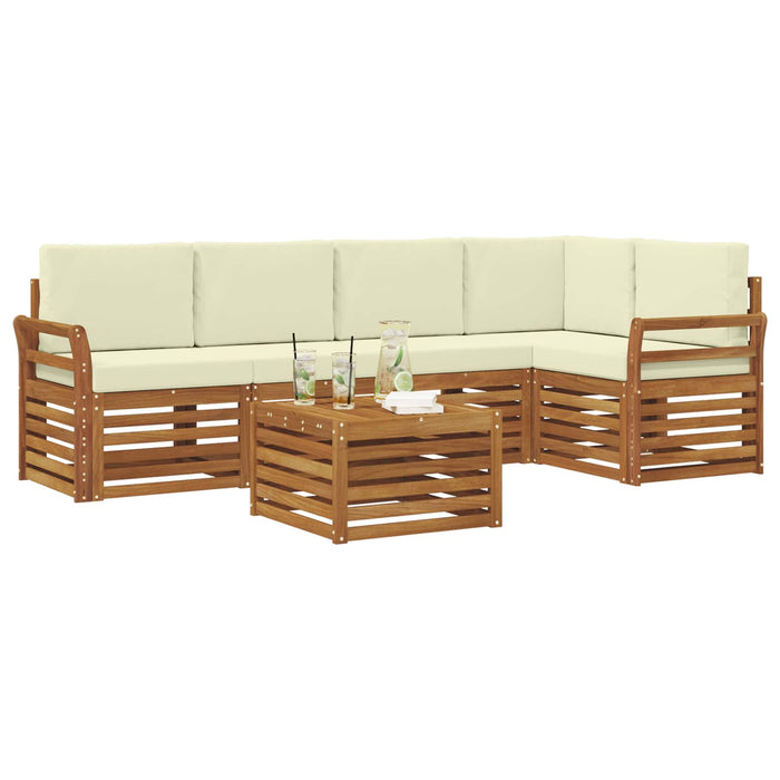 Seturi de canapele 6 pcs Natural și Crem Lemn Solid de Acacia - WALTI WALTI