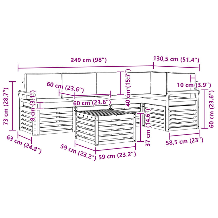 Seturi de canapele cu pernă 6 pcs Gri natural și deschis - WALTI WALTI