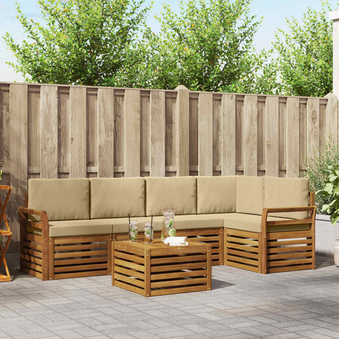 Seturi de canapele 6 pcs Natural și Bej Lemn Solid de Acacia - WALTI WALTI