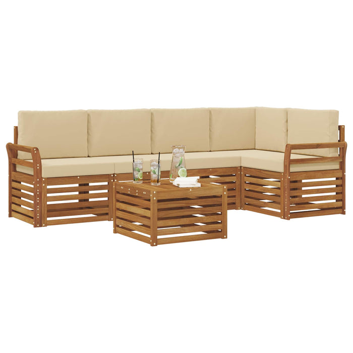 Seturi de canapele 6 pcs Natural și Bej Lemn Solid de Acacia - WALTI WALTI