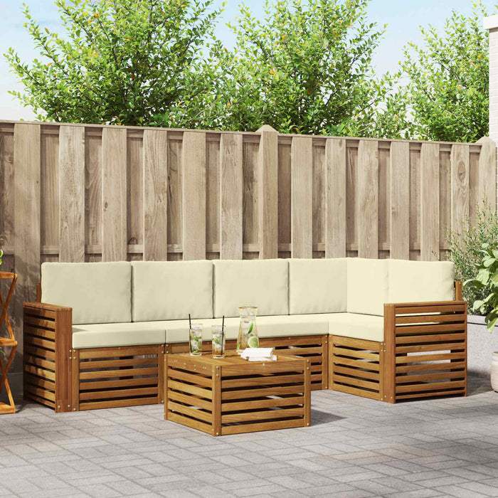 Seturi de canapele 6 pcs Natural și Crem Lemn Solid de Acacia - WALTI WALTI