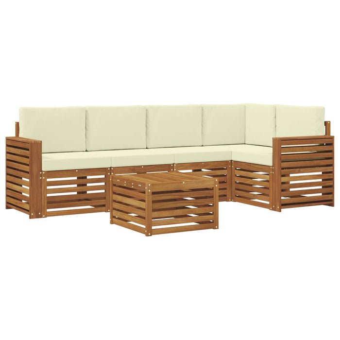 Seturi de canapele 6 pcs Natural și Crem Lemn Solid de Acacia - WALTI WALTI