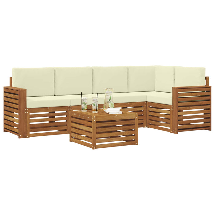 Seturi de canapele 6 pcs Natural și Crem Lemn Solid de Acacia - WALTI WALTI