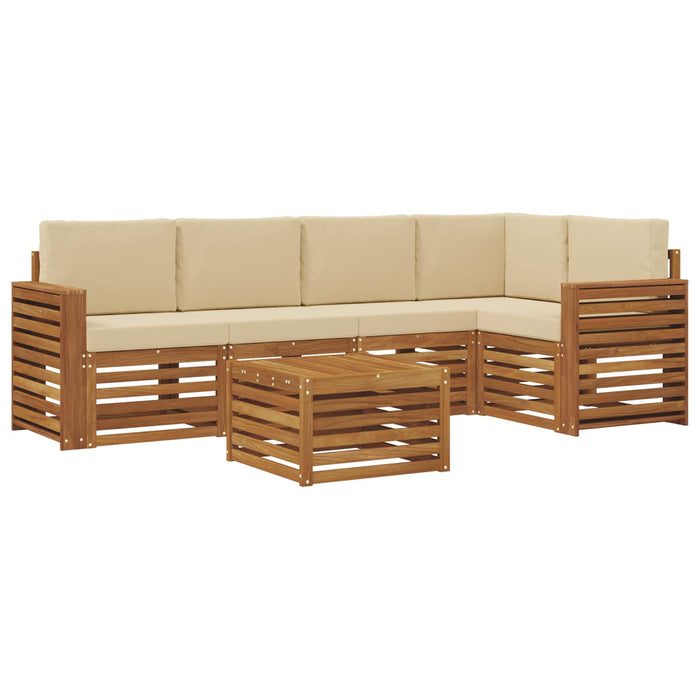 Seturi de canapele 6 pcs Natural și Bej Lemn Solid de Acacia - WALTI WALTI