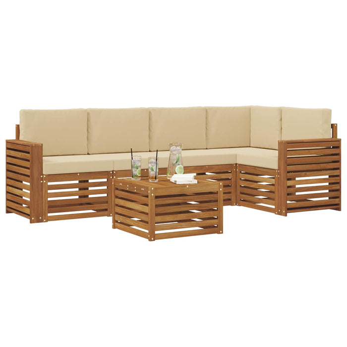 Seturi de canapele 6 pcs Natural și Bej Lemn Solid de Acacia - WALTI WALTI
