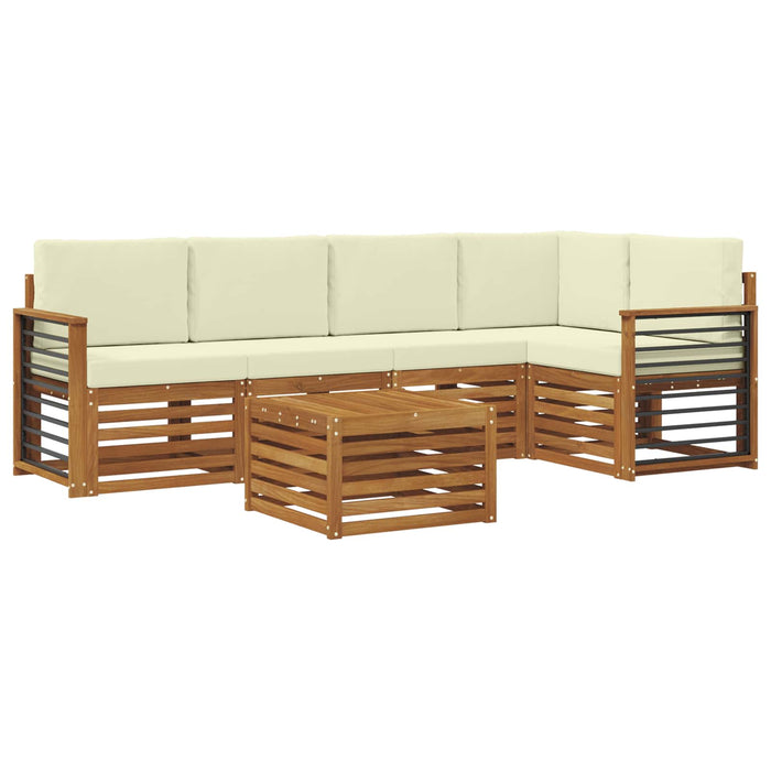 Seturi de canapele 6 pcs Natural și Crem Lemn Solid de Acacia - WALTI WALTI