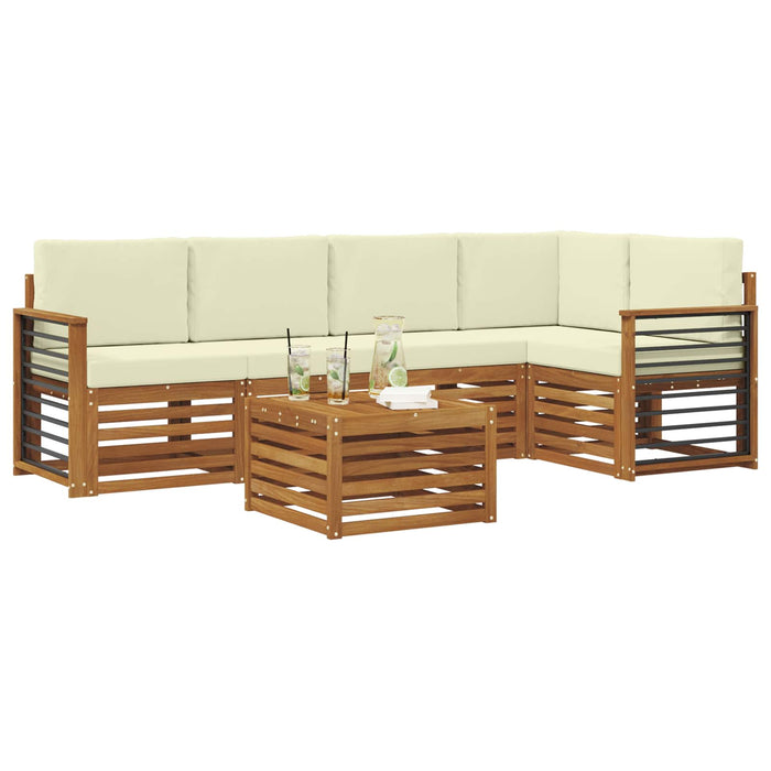 Seturi de canapele 6 pcs Natural și Crem Lemn Solid de Acacia - WALTI WALTI