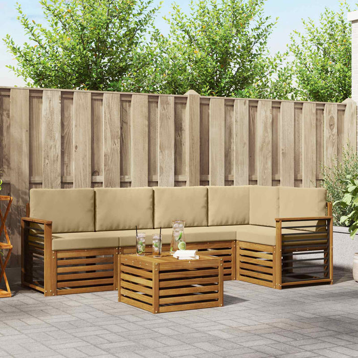 Seturi de canapele 6 pcs Natural și Bej Lemn Solid de Acacia - WALTI WALTI