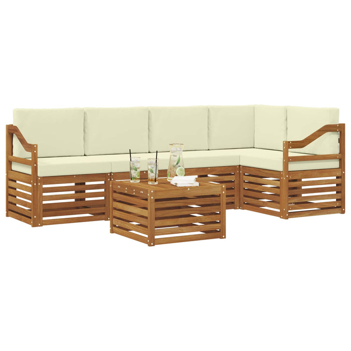 Seturi de canapele 6 pcs Natural și Crem Lemn Solid de Acacia - WALTI WALTI