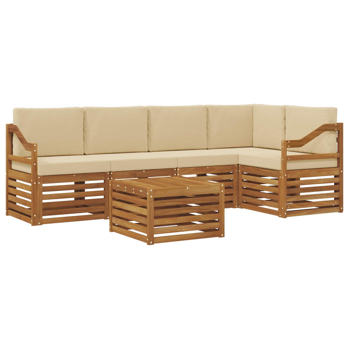 Seturi de canapele 6 pcs Natural și Bej Lemn Solid de Acacia - WALTI WALTI