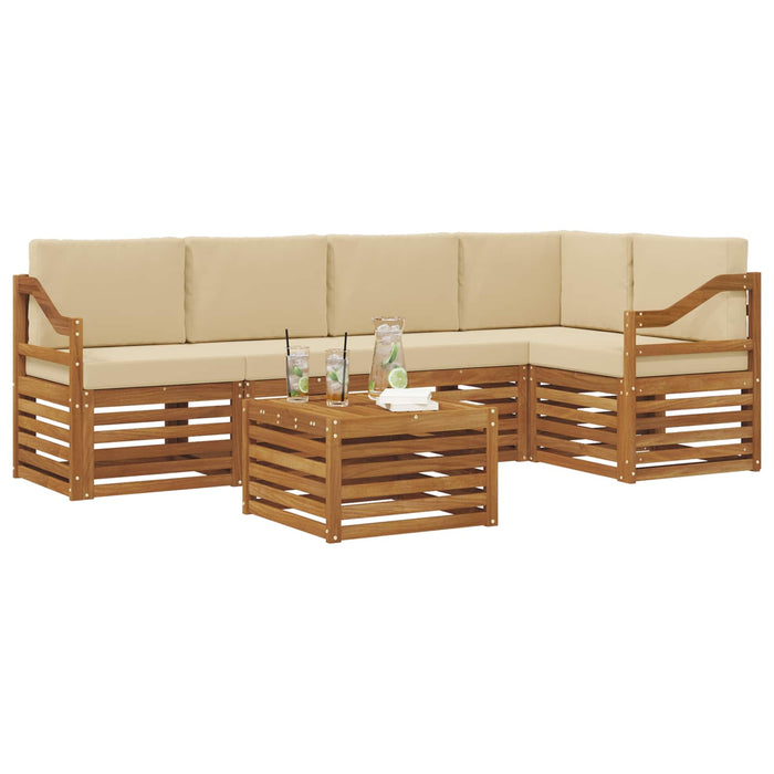 Seturi de canapele 6 pcs Natural și Bej Lemn Solid de Acacia - WALTI WALTI