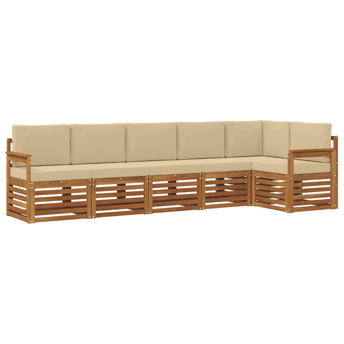 Seturi de canapele 6 pcs Natural și Bej Lemn Solid de Acacia - WALTI WALTI