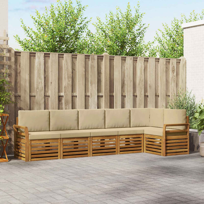 Seturi de canapele 6 pcs Natural și Bej Lemn Solid de Acacia - WALTI WALTI