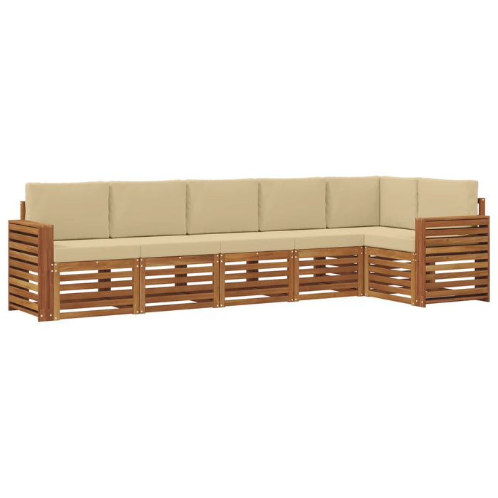 Seturi de canapele 6 pcs Natural și Bej Lemn Solid de Acacia - WALTI WALTI