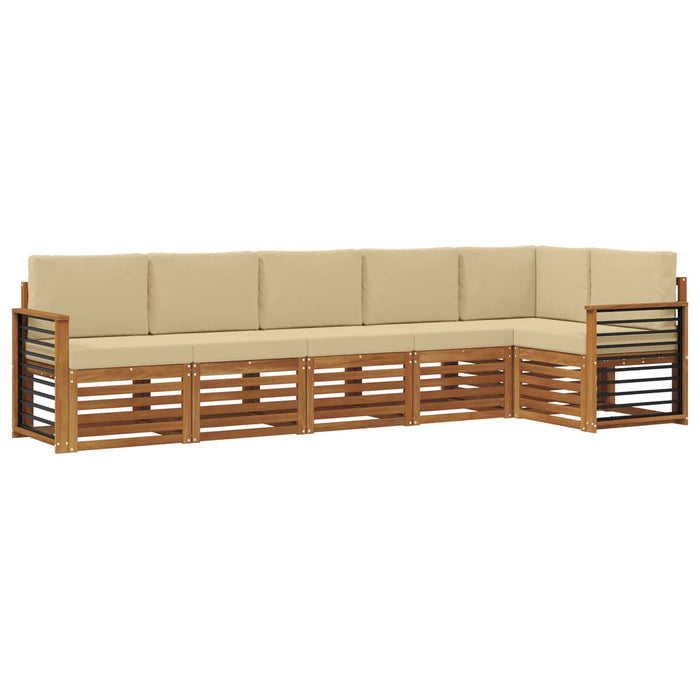 Seturi de canapele 6 pcs Natural și Bej Lemn Solid de Acacia - WALTI WALTI