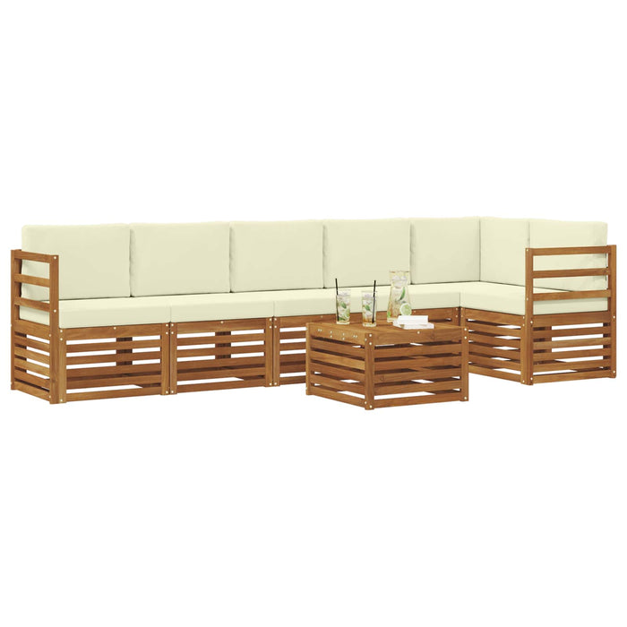 Seturi de canapele 7 pcs Natural și Crem Lemn Solid de Acacia - WALTI WALTI