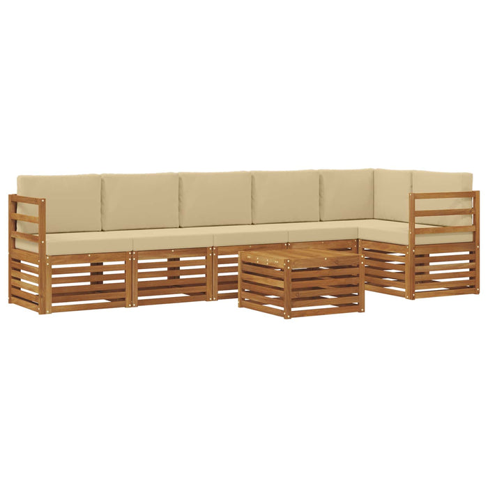 Seturi de canapele 7 pcs Natural și Bej Lemn Solid de Acacia - WALTI WALTI