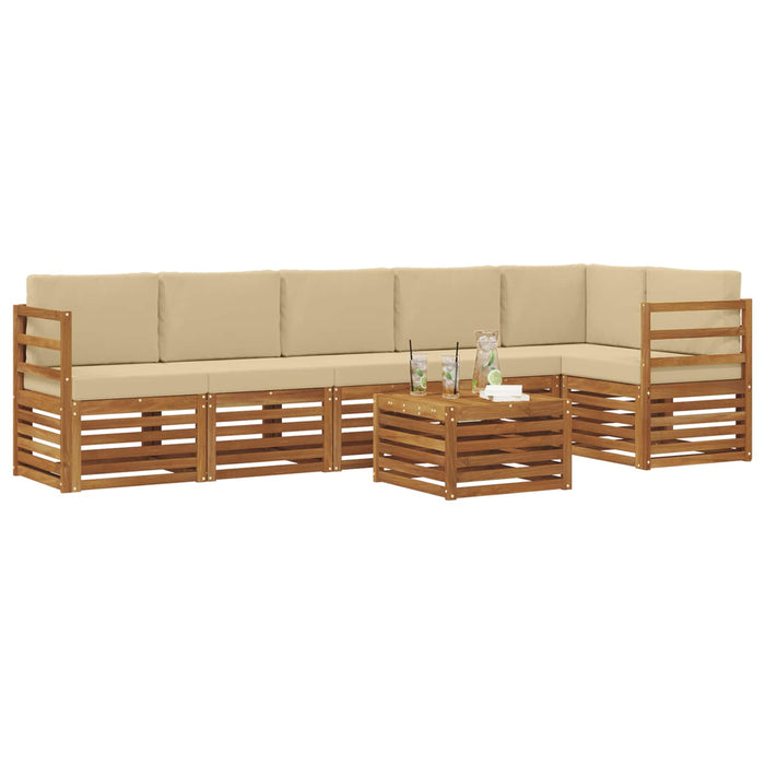 Seturi de canapele 7 pcs Natural și Bej Lemn Solid de Acacia - WALTI WALTI