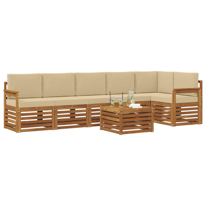 Seturi de canapele 7 pcs Natural și Bej Lemn Solid de Acacia - WALTI WALTI