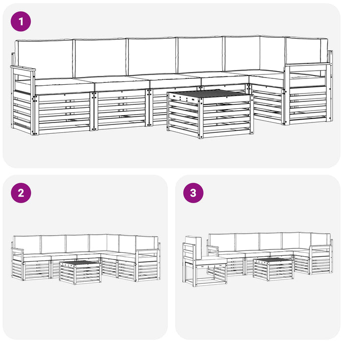 Seturi de canapele 7 pcs Natural și Bej Lemn Solid de Acacia - WALTI WALTI