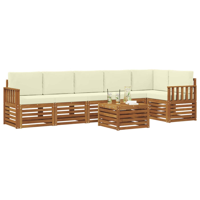 Seturi de canapele 7 pcs Natural și Crem Lemn Solid de Acacia - WALTI WALTI