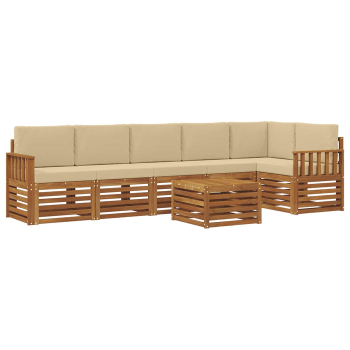 Seturi de canapele 7 pcs Natural și Bej Lemn Solid de Acacia - WALTI WALTI