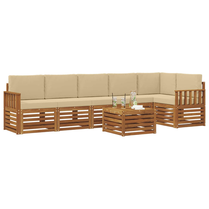 Seturi de canapele 7 pcs Natural și Bej Lemn Solid de Acacia - WALTI WALTI