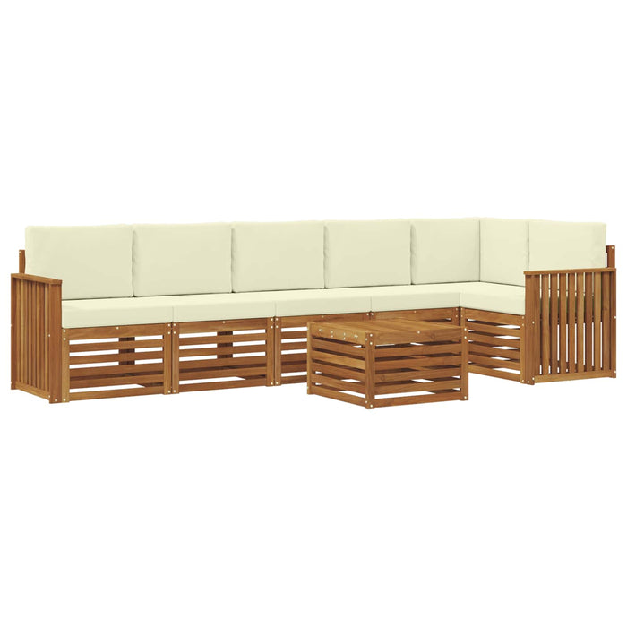 Seturi de canapele 7 pcs Natural și Crem Lemn Solid de Acacia - WALTI WALTI