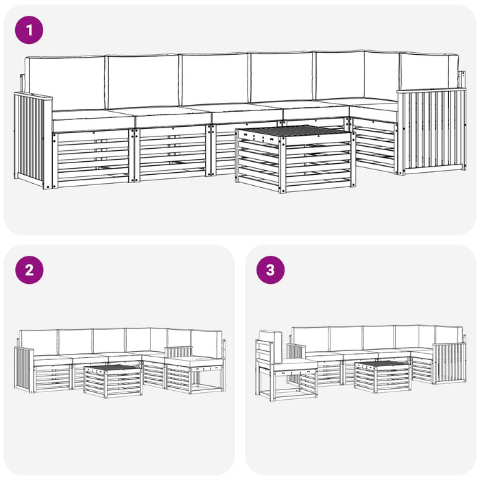 Seturi de canapele 7 pcs Natural și Crem Lemn Solid de Acacia - WALTI WALTI