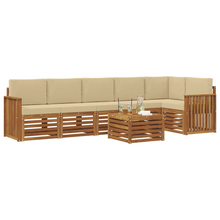 Seturi de canapele 7 pcs Natural și Bej Lemn Solid de Acacia - WALTI WALTI