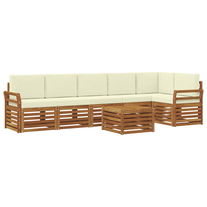 Seturi de canapele 7 pcs Natural și Crem Lemn Solid de Acacia - WALTI WALTI