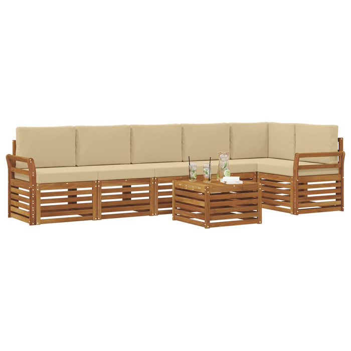 Seturi de canapele 7 pcs Natural și Bej Lemn Solid de Acacia - WALTI WALTI